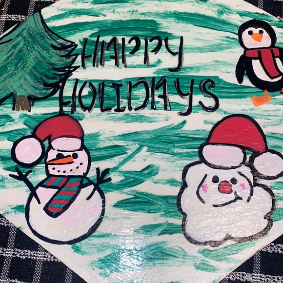 Happy Holidays Sign Holiday Season Decor Hand Painted - Picture 3 of 3